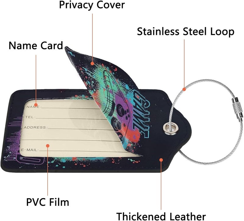 GACCAP 2 Pack Luggage Tags for Suitcase, Privacy Cover ID Label with Stainless Steel and Address Card for Travel Bag Backpack Cruise Ship Essentials Tag Men Boys - Game Legend - Image 3